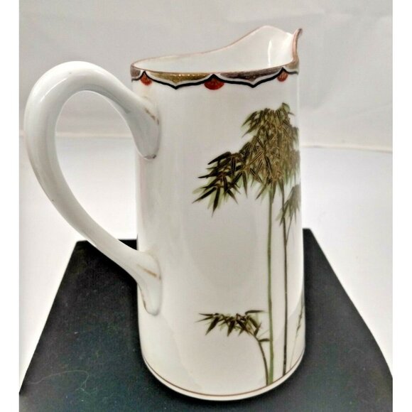 Asian Hand Painted Ceramic Pitcher - Bamboo Trees 6.5" Tall - Marked - Picture 4 of 10